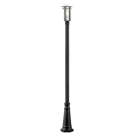 Abbey 1 Light Outdoor Post Light, Black & Matte Opal